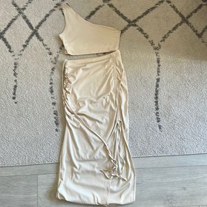 Two piece crop top and midi skirt